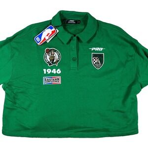 Pro Standard Womens Medium Green NBA Boston Celtics Performance Polo T-Shirt NWT